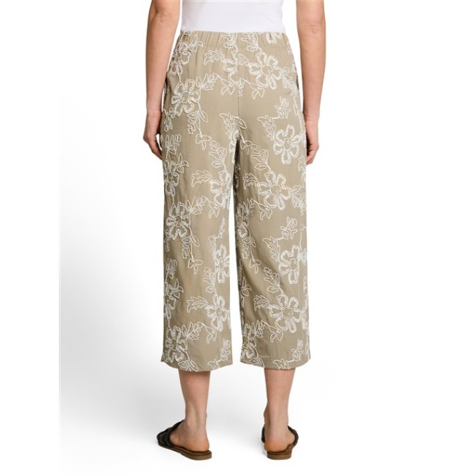 Tom Tailor Damesmode fluent culotte broek met borduring1052111 groen
